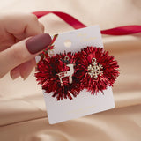 Red green christmas earrings