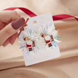 Red green christmas earrings