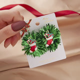 Red green christmas earrings