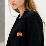 Pumpkin Skull Cat Corsage