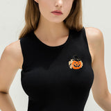 Pumpkin Skull Cat Corsage