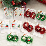 Red green christmas earrings