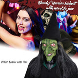 Scary old witch with hat mask