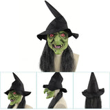 Scary old witch with hat mask